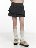 Asymmetric Shirred Mini Skirt CU518