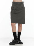 Nylon Zip Midi Skirt CL509