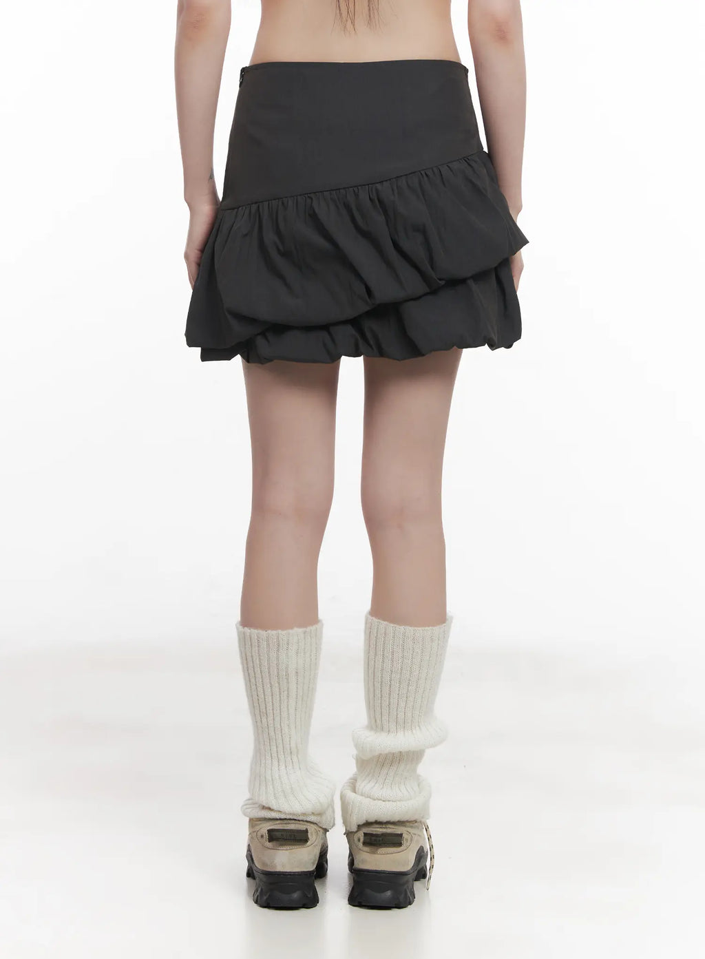 Asymmetric Shirred Mini Skirt CU518