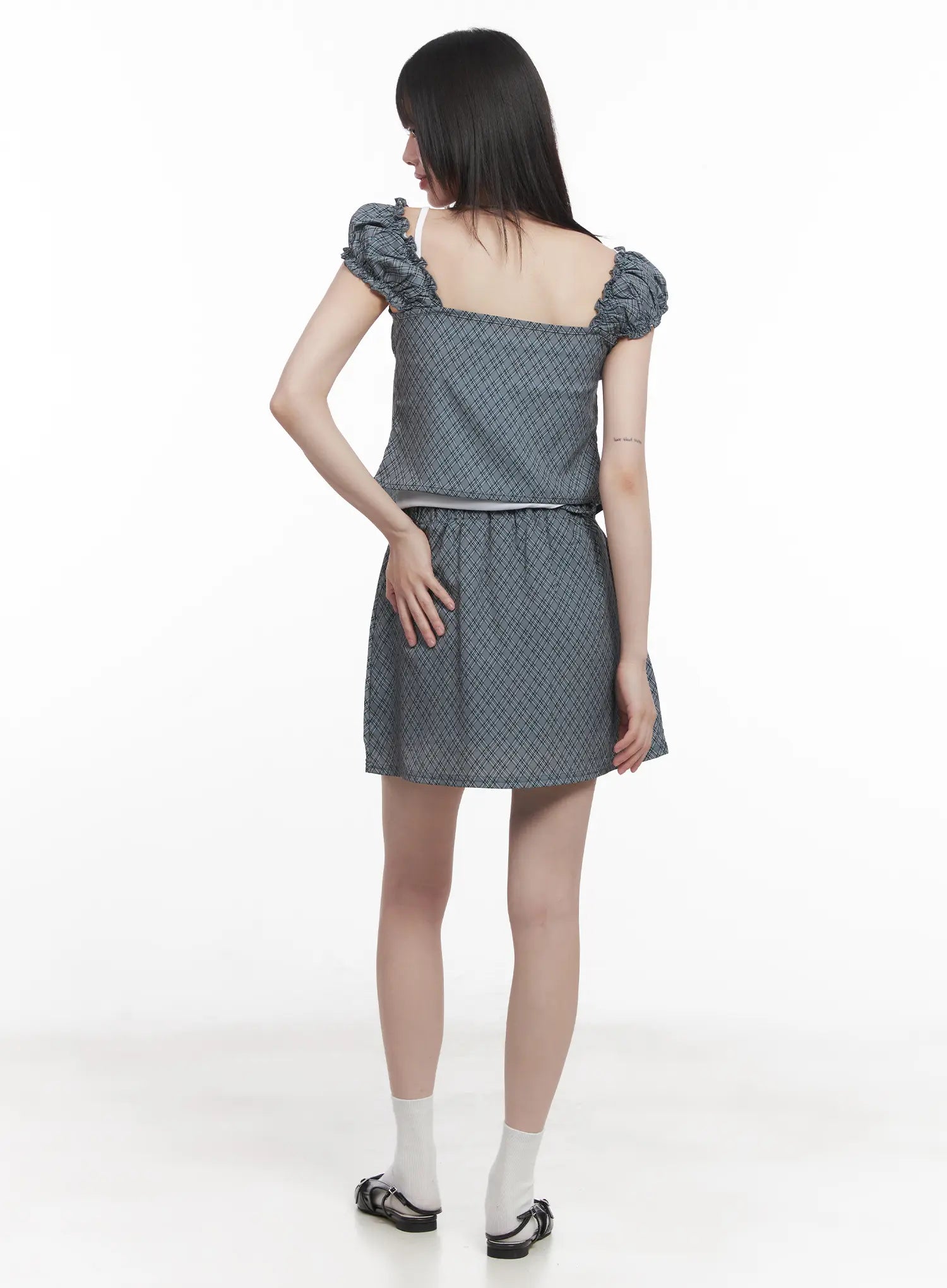 Plaid Strapped Mini Skirt CU518